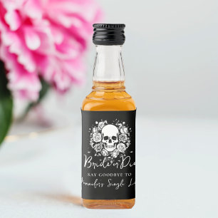 Étiquettes Pour Bouteilles De Liqueur Fête de Bachelorette Fleurie Crâne Bride or Die