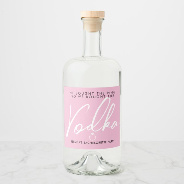 Étiquettes Pour Bouteilles De Liqueur Fête de Bachelorette Rose Amusante et Moderne (Devant)