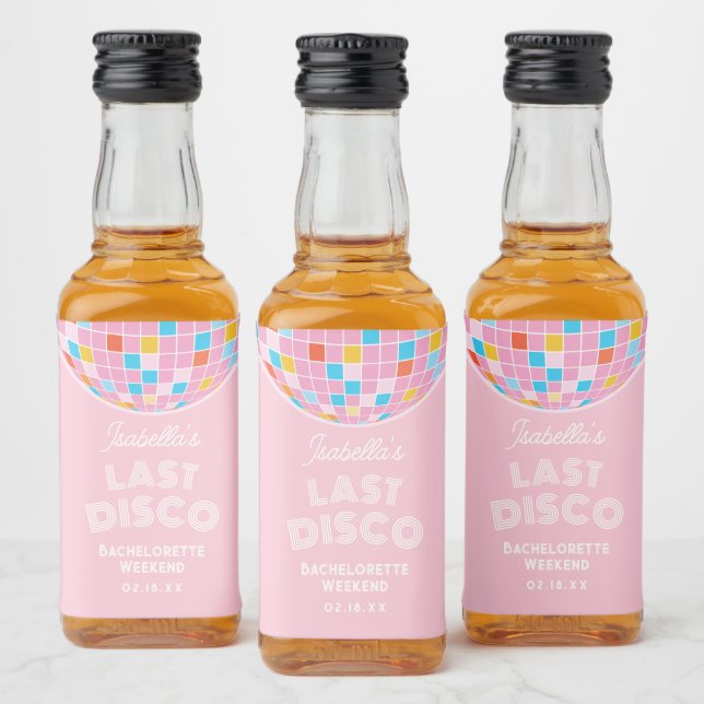 Étiquettes Pour Bouteilles De Liqueur Fête de Bachelorte à Disco Rose Retro Moderne (Bouteilles)