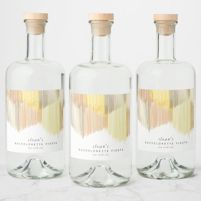 Étiquettes Pour Bouteilles De Liqueur Fête de Fiançailles Moderne Frange Jaune Doré (Bouteilles)