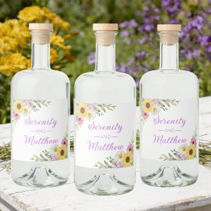 Étiquettes Pour Bouteilles De Liqueur Fête de mariage Floral Boho Tournesol Marguerite