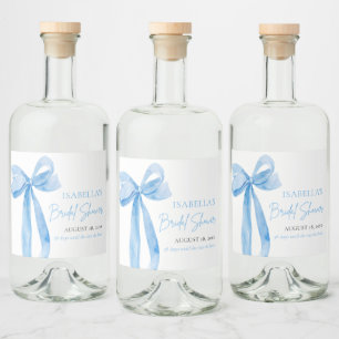 Étiquettes Pour Bouteilles De Liqueur Fête des mariées en ruban bleu foncé moderne