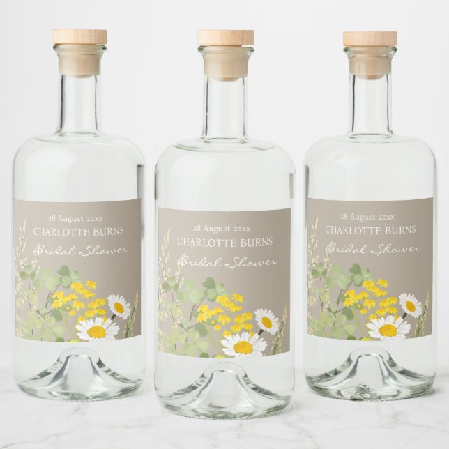 Étiquettes Pour Bouteilles De Liqueur Fête des mariées personnalisée fleur sauvage (Bouteilles)