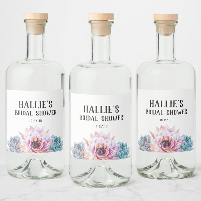 Étiquettes Pour Bouteilles De Liqueur Fête des mariées Succulente (Bouteilles)