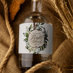 Étiquettes Pour Bouteilles De Liqueur Fête prénuptiale grange de ferme rustique botaniqu