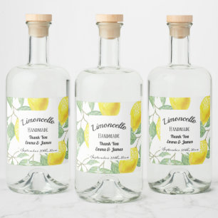 Étiquettes Pour Bouteilles De Liqueur Feuilles de citron aquarelle personnalisées