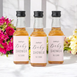 Étiquettes Pour Bouteilles De Liqueur Fille Baby shower rose pâle Élégant