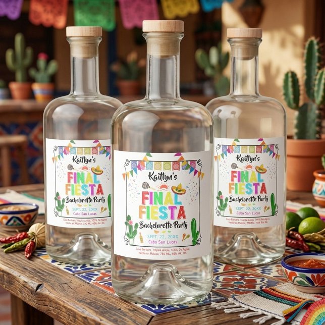 Étiquettes Pour Bouteilles De Liqueur Final Fiesta Mexicana Bachelorette Party (Créateur téléchargé)