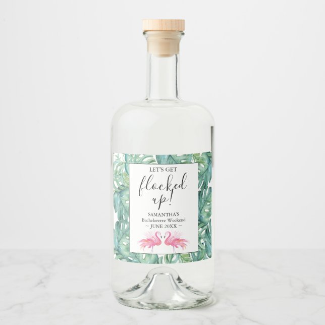 Étiquettes Pour Bouteilles De Liqueur Flamme rose de la fête de la Bachelorette (Devant)