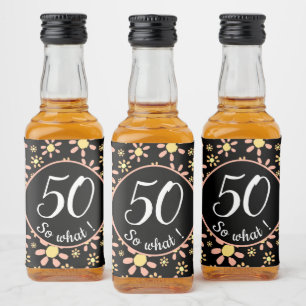 Étiquettes Pour Bouteilles De Liqueur Fleur noire rose 50e anniversaire Funny 50 alors q