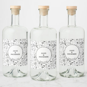 Étiquettes Pour Bouteilles De Liqueur Fleur sauvage Monochrome moderne