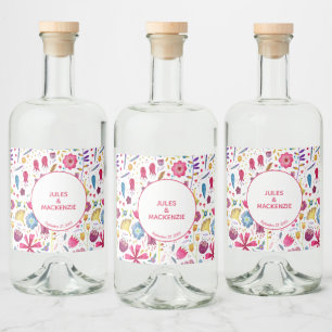 Étiquettes Pour Bouteilles De Liqueur Fleurs de hérisson Aquarelle moderne