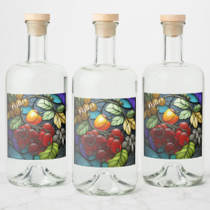Étiquettes Pour Bouteilles De Liqueur Fruits de variété en verre teint