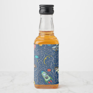 Étiquettes Pour Bouteilles De Liqueur fusée cosmos chat cosmonaute