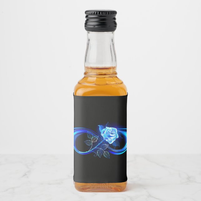 Étiquettes Pour Bouteilles De Liqueur Glowing infinity with blue rose (Devant)