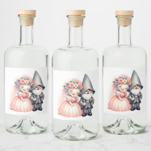 Étiquettes Pour Bouteilles De Liqueur Gnome Mariée Groom Orange Rustique Mariage d'été