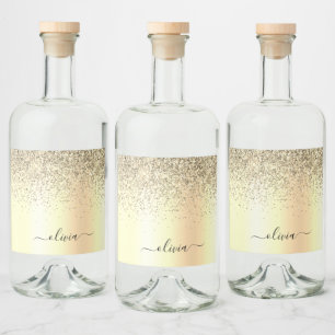 Étiquettes Pour Bouteilles De Liqueur Gold Parties scintillant Girly Luxe Moderne Monogr