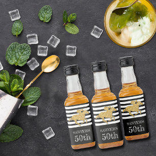 Étiquettes Pour Bouteilles De Liqueur Gold Racehorse sur Black Stripes Anniversaire