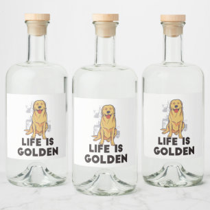 Étiquettes Pour Bouteilles De Liqueur Golden Retriever Dog - La vie est dorée