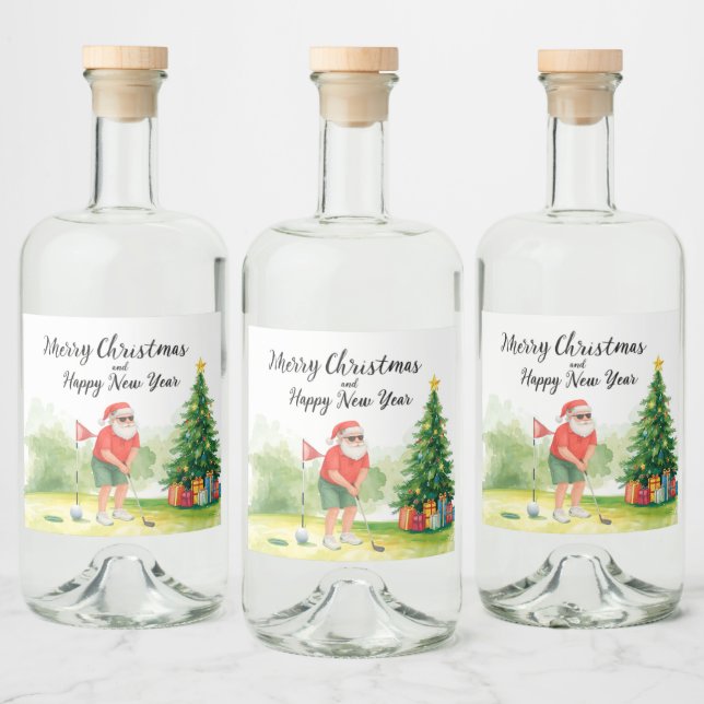 Étiquettes Pour Bouteilles De Liqueur Golf Christmas themed for golfer on course (Bouteilles)