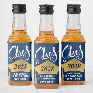 Étiquettes Pour Bouteilles De Liqueur Grad minimaliste or Casquette élégant Script Grad 