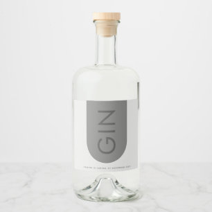 Étiquettes Pour Bouteilles De Liqueur Gris Premium Ultimate Moderne Monogramme Arc Gin