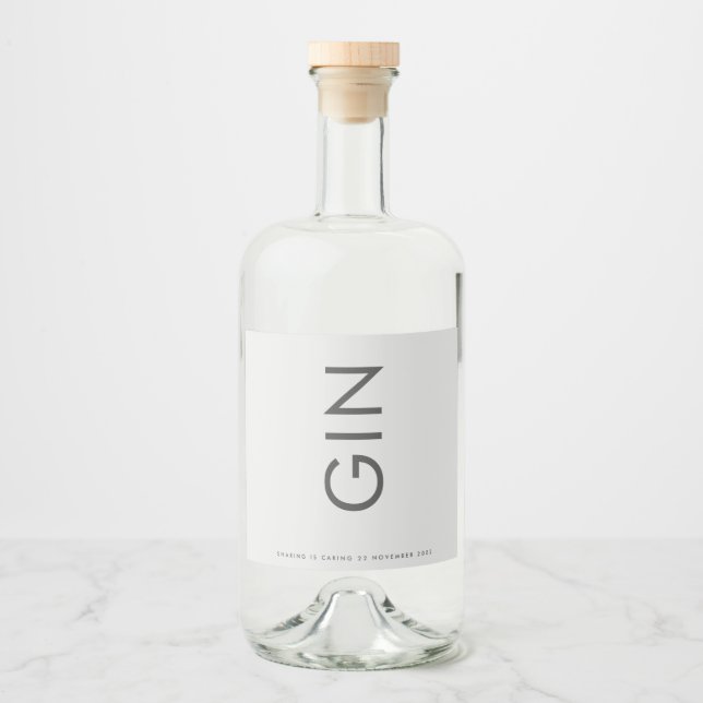 Étiquettes Pour Bouteilles De Liqueur Gris Premium Ultimate Moderne Monogramme Gras Gin (Devant)