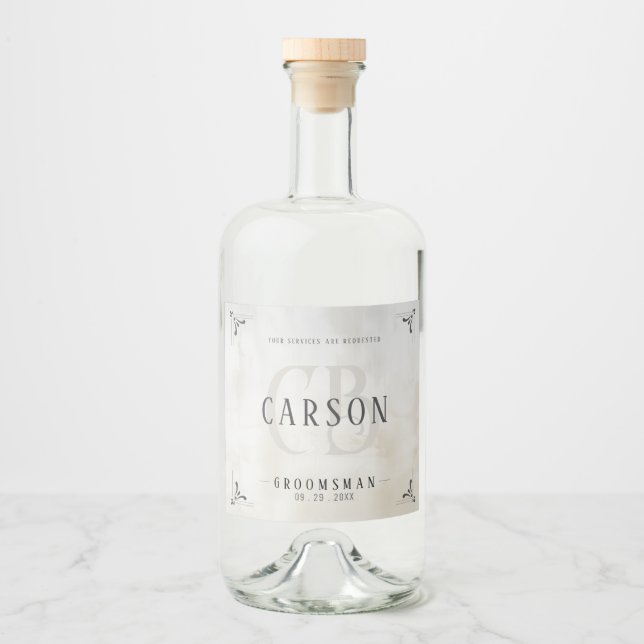 Étiquettes Pour Bouteilles De Liqueur Groomsmen Cadeaux - Monogramme mariage Faveurs mei (Devant)