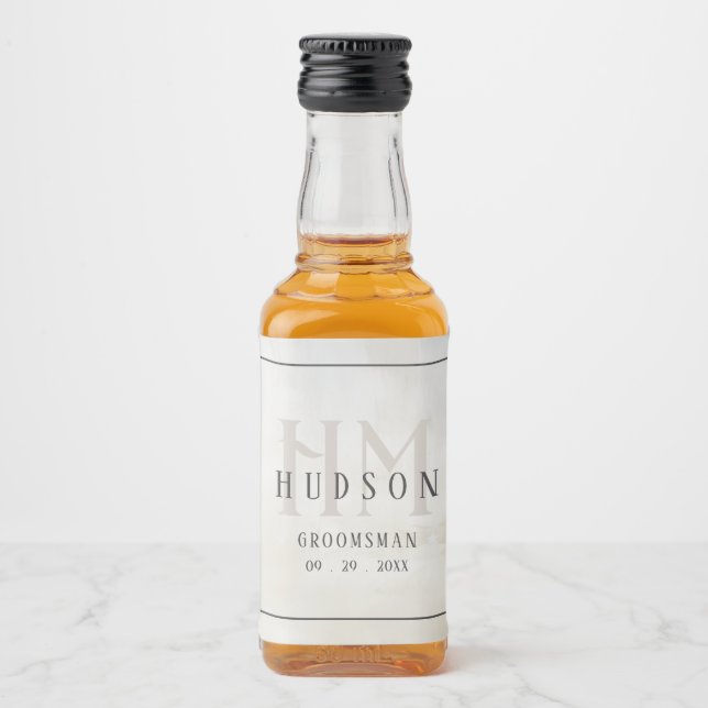 Étiquettes Pour Bouteilles De Liqueur Groomsmen Cadeaux Monogramme Mariage Faveurs Meill (Devant)