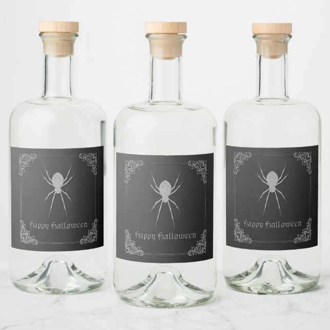Étiquettes Pour Bouteilles De Liqueur Halloween argentée (Bouteilles)