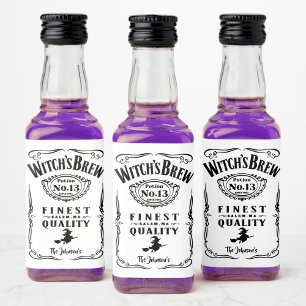 Étiquettes Pour Bouteilles De Liqueur Halloween de la sorcière Nom de famille Monogram F