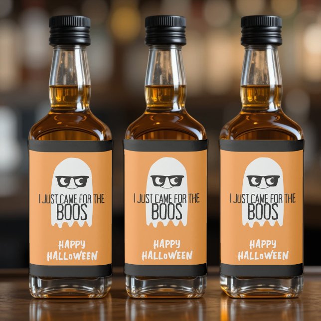Étiquettes Pour Bouteilles De Liqueur Halloween Funny Ghost Pun Je Viens De Venir Pour L (Halloween Funny Ghost Pun I Just Came For The Boos Liquor Bottle Label
)