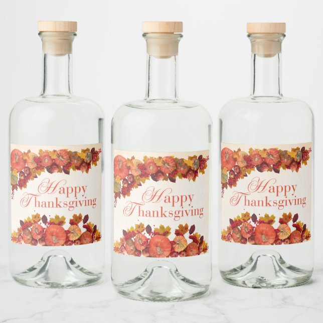 Étiquettes Pour Bouteilles De Liqueur Happy Thanksgiving (Bouteilles)