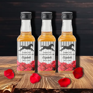 Étiquettes Pour Bouteilles De Liqueur Hippocampe et Rose noir blanc rayures Derby