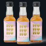 Étiquettes Pour Bouteilles De Liqueur Ho Ho Ho | Pastel Pink Gradient & Gold Christmas<br><div class="desc">Pente rose pastel & or Mini bouteille d'alcool de Noël étiquette avec "Ho Ho Ho" dans la typographie amusante et élégante. Customisez avec un bref message d'accueil et le nom de l'expéditeur.</div>
