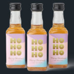 Étiquettes Pour Bouteilles De Liqueur Ho Ho Ho | Pastel Pink Gradient & Gold Christmas<br><div class="desc">Pente rose pastel & or Mini bouteille d'alcool de Noël étiquette avec "Ho Ho Ho" dans la typographie amusante et élégante. Customisez avec un bref message d'accueil et le nom de l'expéditeur.</div>