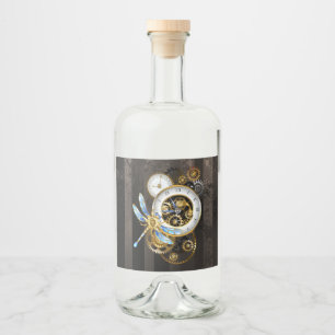 Étiquettes Pour Bouteilles De Liqueur Horloge à vapeur avec libellule mécanique