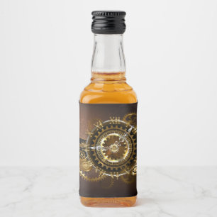 Étiquettes Pour Bouteilles De Liqueur Horloge Steampunk avec des engrenages anciens