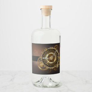 Étiquettes Pour Bouteilles De Liqueur Horloge Steampunk avec des engrenages anciens