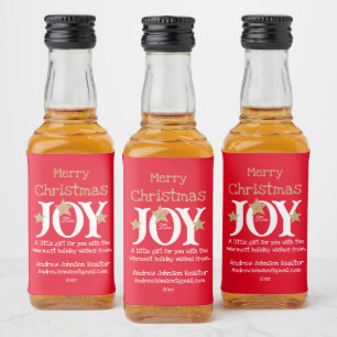 Étiquettes Pour Bouteilles De Liqueur Immobilier Client Noël Cadeau mignon Rouge Mini