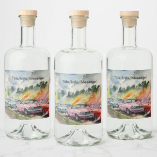 Étiquettes Pour Bouteilles De Liqueur Impression de l'aquarelle Retro Drag Racing