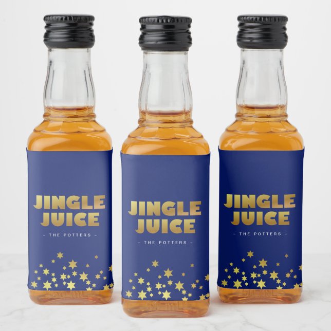 Étiquettes Pour Bouteilles De Liqueur Jingle | Fun Christmas Blue & Gold (Bouteilles)