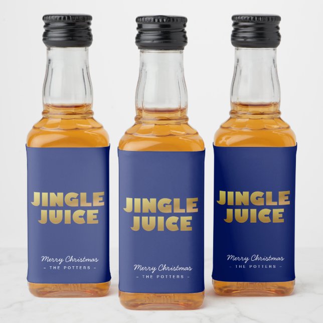 Étiquettes Pour Bouteilles De Liqueur Jingle | Fun Christmas Blue & Gold (Bouteilles)