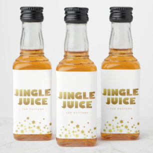Étiquettes Pour Bouteilles De Liqueur Jingle   Fun Christmas White & Gold Mini
