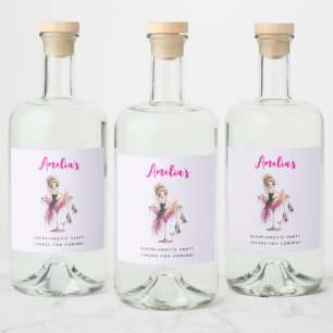 Étiquettes Pour Bouteilles De Liqueur Jolie fille aguicheuse dans un verre à Martini Ent