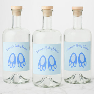 Étiquettes Pour Bouteilles De Liqueur Jolis pieds de lapin bleu bébé garçon Pâques Baby