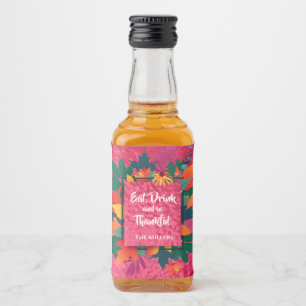 Étiquettes Pour Bouteilles De Liqueur Jour d'automne Action de grâce Feuilles sur rose v