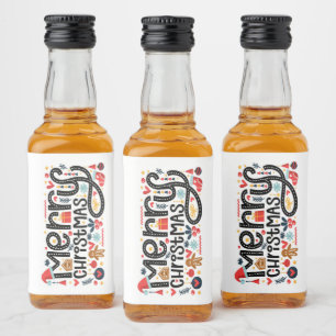 Étiquettes Pour Bouteilles De Liqueur Joyeuse typographie de Noël Mini
