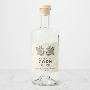 Étiquettes Pour Bouteilles De Liqueur Jus de maïs fait maison avec deux berceaux