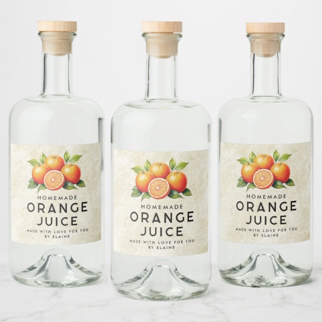 Étiquettes Pour Bouteilles De Liqueur Jus d'orange maison (Bouteilles)